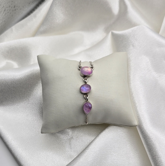 Elegant Sterling Silver Pink Moonstone Necklace